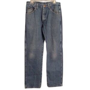 Wrangler Size 33x32 Jeans Mens Regular Fit Blue Denim 100% Cotton Made In Mexico